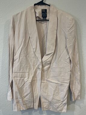 Dana B And Karen‎ Womens Vintage Pale Pink Silk Linen Blend Blazer Jacket Size 4